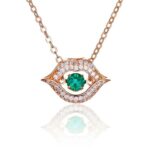 925 Silver Lab-Created Emerald Dynamic Necklace - Model LP0219R