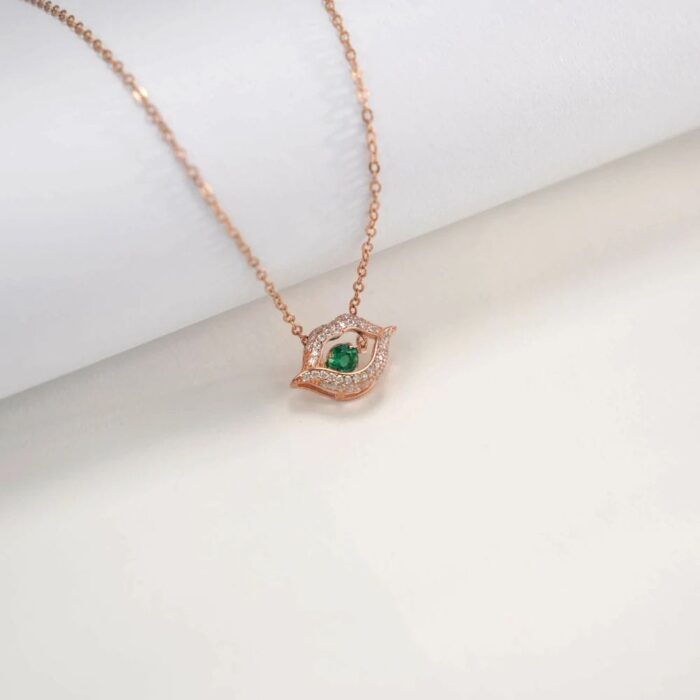 925 Silver Lab-Created Emerald Dynamic Necklace - Model LP0219R - Image 3
