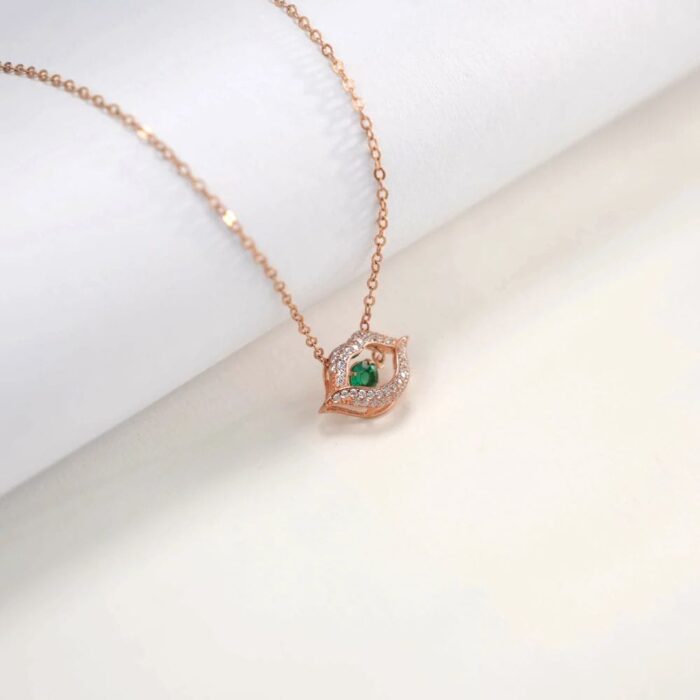 925 Silver Lab-Created Emerald Dynamic Necklace - Model LP0219R - Image 4