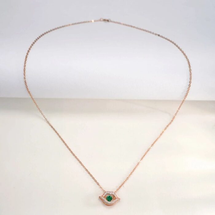 925 Silver Lab-Created Emerald Dynamic Necklace - Model LP0219R - Image 6