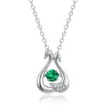 925 Silver Lab-Created Emerald Dynamic Necklace - Model LP0220
