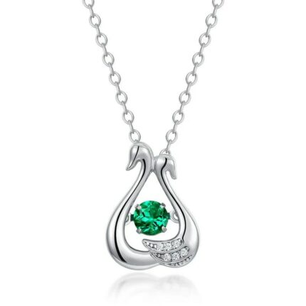 925 Silver Lab-Created Emerald Dynamic Necklace - Model LP0220