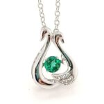 925 Silver Lab-Created Emerald Dynamic Necklace - Model LP0220 - Image 3