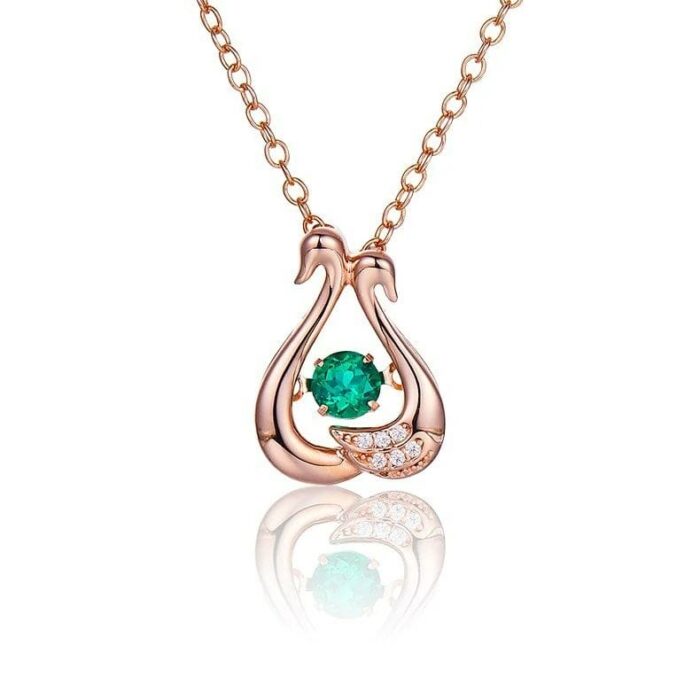 925 Silver Lab-Created Emerald Dynamic Necklace - Model LP0220R - Image 1