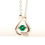 925 Silver Lab-Created Emerald Dynamic Necklace - Model LP0220R - Image 2