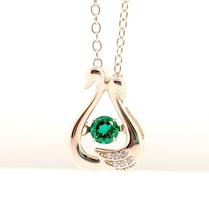 925 Silver Lab-Created Emerald Dynamic Necklace - Model LP0220R - Image 2