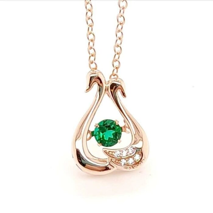 925 Silver Lab-Created Emerald Dynamic Necklace - Model LP0220R - Image 3