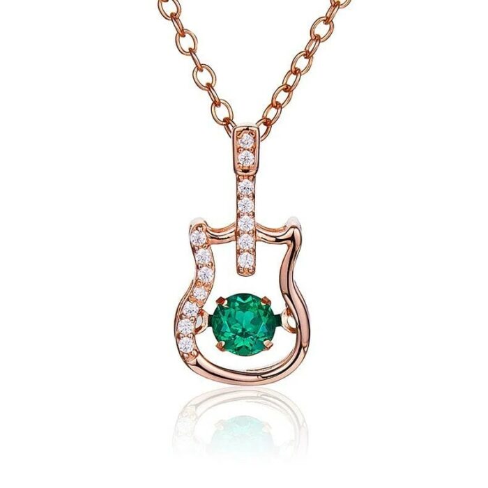 925 Silver Lab-Created Emerald Dynamic Necklace - Model LP0245R - Image 1