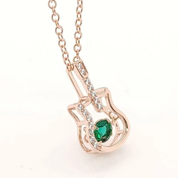 925 Silver Lab-Created Emerald Dynamic Necklace - Model LP0245R - Image 3