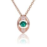 925 Silver Lab-Created Emerald Dynamic Necklace - Model LP0272
