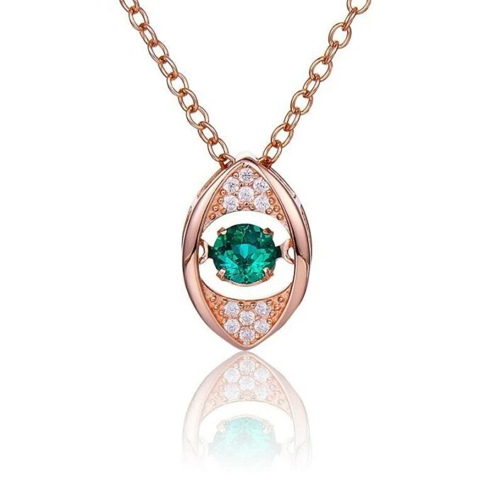 925 Silver Lab-Created Emerald Dynamic Necklace - Model LP0272 - Image 1
