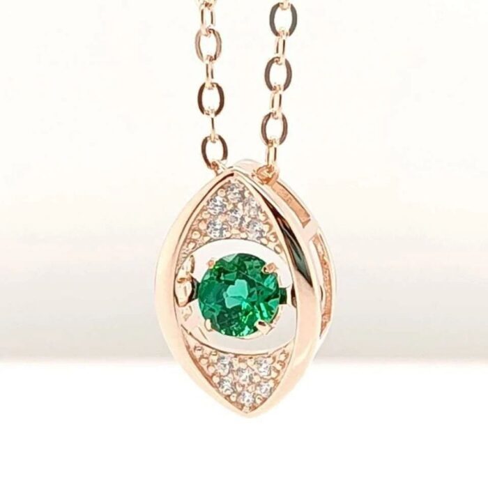 925 Silver Lab-Created Emerald Dynamic Necklace - Model LP0272 - Image 3