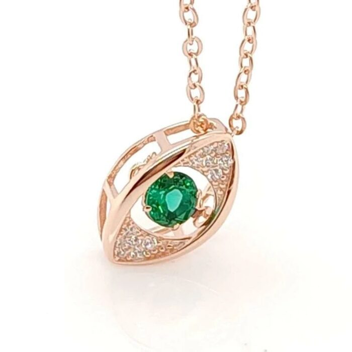 925 Silver Lab-Created Emerald Dynamic Necklace - Model LP0272 - Image 4