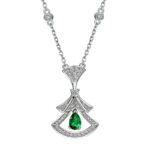 925 Silver Lab-Created Emerald Square Necklace - Model N17339