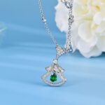 925 Silver Lab-Created Emerald Square Necklace - Model N17339 - Image 2