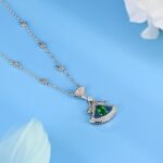 925 Silver Lab-Created Emerald Square Necklace - Model N17339 - Image 3