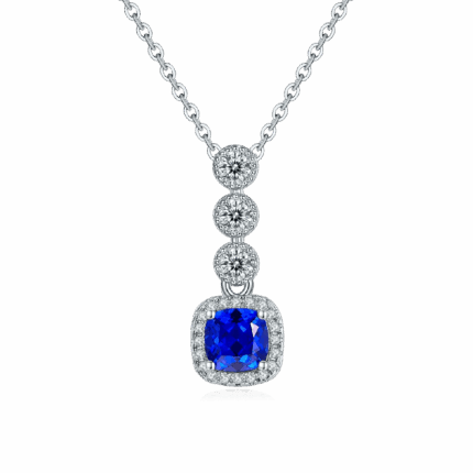925 Silver Lab-Created Blue Sapphire Necklace - Model N1917986B