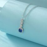925 Silver Lab-Created Blue Sapphire Necklace - Model N1917986B - Image 2