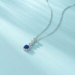 925 Silver Lab-Created Blue Sapphire Necklace - Model N1917986B - Image 3