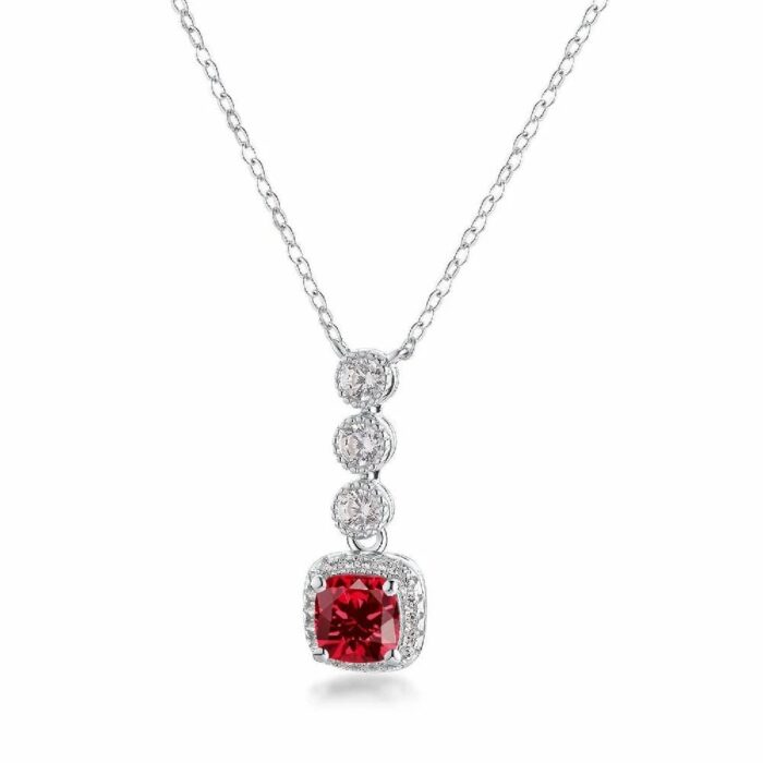 925 Silver Cultured Ruby Necklace N1917986R - Image 1