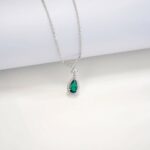 925 Silver Cultured Emerald Necklace N2019858 - Image 3