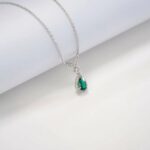 925 Silver Cultured Emerald Necklace N2019858 - Image 5