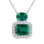 925 Silver Cultured Emerald Necklace P0045
