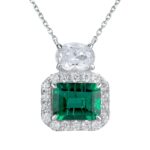 925 Silver Cultured Emerald Necklace P00451