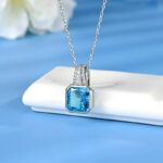 925 Silver Cubic Zirconia Blue Necklace P0046B - Image 2