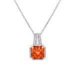 925 Silver Cubic Zirconia Orange Necklace P0046R