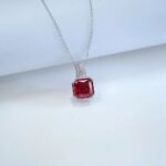 925 Silver Cubic Zirconia Orange Necklace P0046R - Image 4