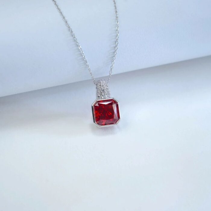 925 Silver Cubic Zirconia Orange Necklace P0046R - Image 4