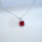 925 Silver Cubic Zirconia Orange Necklace P0046R - Image 5