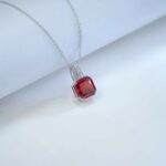 925 Silver Cubic Zirconia Orange Necklace P0046R - Image 6