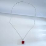 925 Silver Cubic Zirconia Orange Necklace P0046R - Image 8