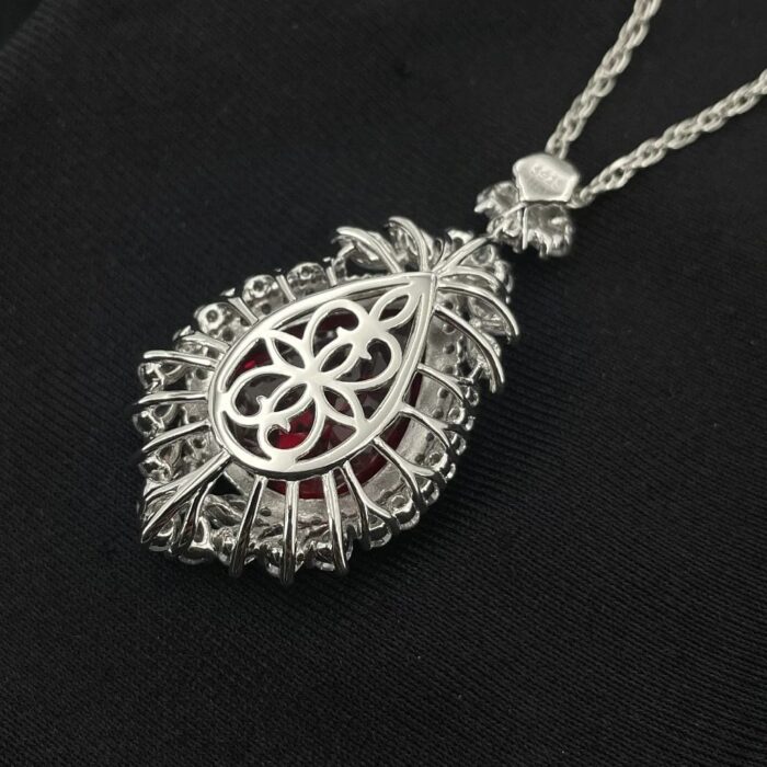 925 Silver Red Ruby Necklace - P0168R - Image 6