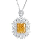 925 Silver Cubic Zirconia Yellow Necklace P0357Y