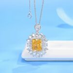 925 Silver Cubic Zirconia Yellow Necklace P0357Y - Image 2