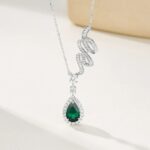 925 Silver Cultured Emerald Necklace P0606 - Image 2
