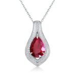 925 Silver Cultured Ruby Necklace P0622R