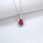 925 Silver Cultured Ruby Necklace P0622R - Image 2