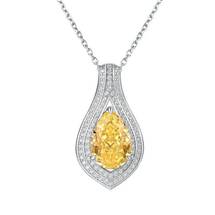 925 Silver Cubic Zirconia Yellow Necklace P0622Y - Image 1