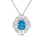 925 Silver Cubic Zirconia Blue Necklace P0626B