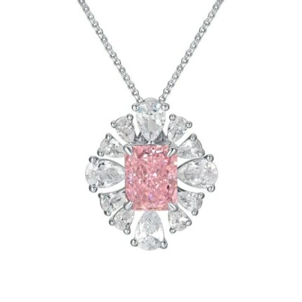 925 Silver Cubic Zirconia Pink Necklace P0626F