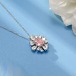 925 Silver Cubic Zirconia Pink Necklace P0626F - Image 2