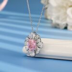 925 Silver Cubic Zirconia Pink Necklace P0626F - Image 3