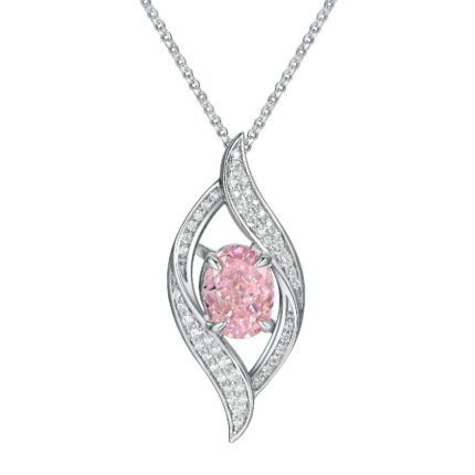925 Silver Cubic Zirconia Pink Necklace P0627F