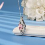 925 Silver Cubic Zirconia Pink Necklace P0627F - Image 2