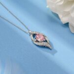 925 Silver Cubic Zirconia Pink Necklace P0627F - Image 3