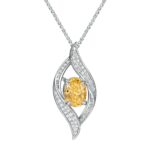 925 Silver Cubic Zirconia Yellow Necklace P0627Y